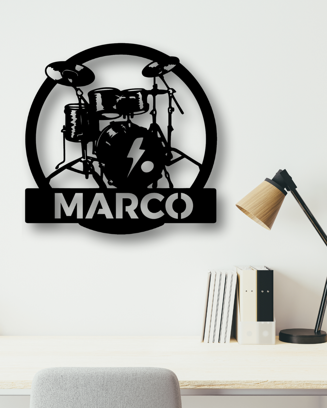 Cuadro música bateria con Nombre Personalizado