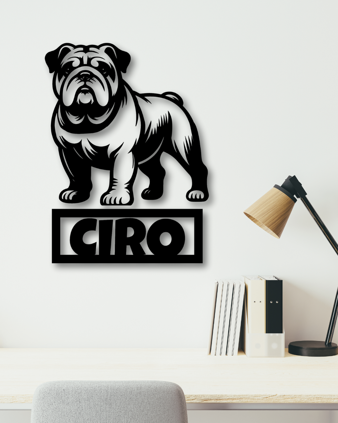 Cuadro Bulldog con Nombre Personalizado