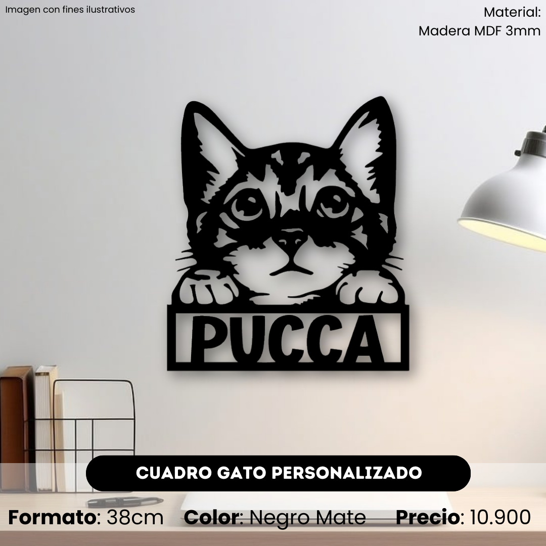 Cuadro Gato Con Nombre Personalizado