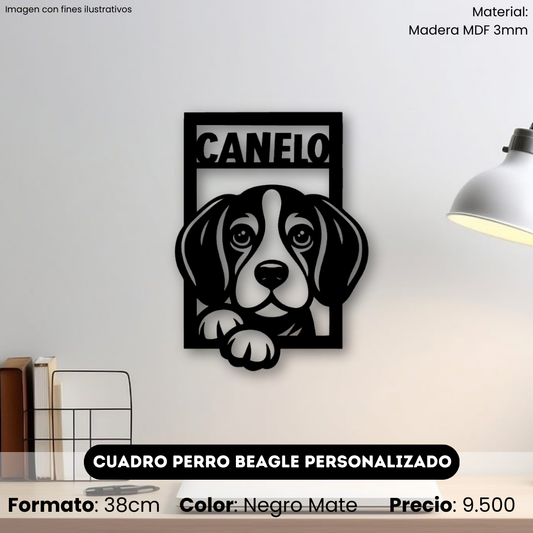 Cuadro Perro Beagle con Nombre Personalizado