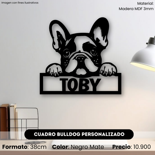 Cuadro Perro Bulldog con Nombre Personalizado