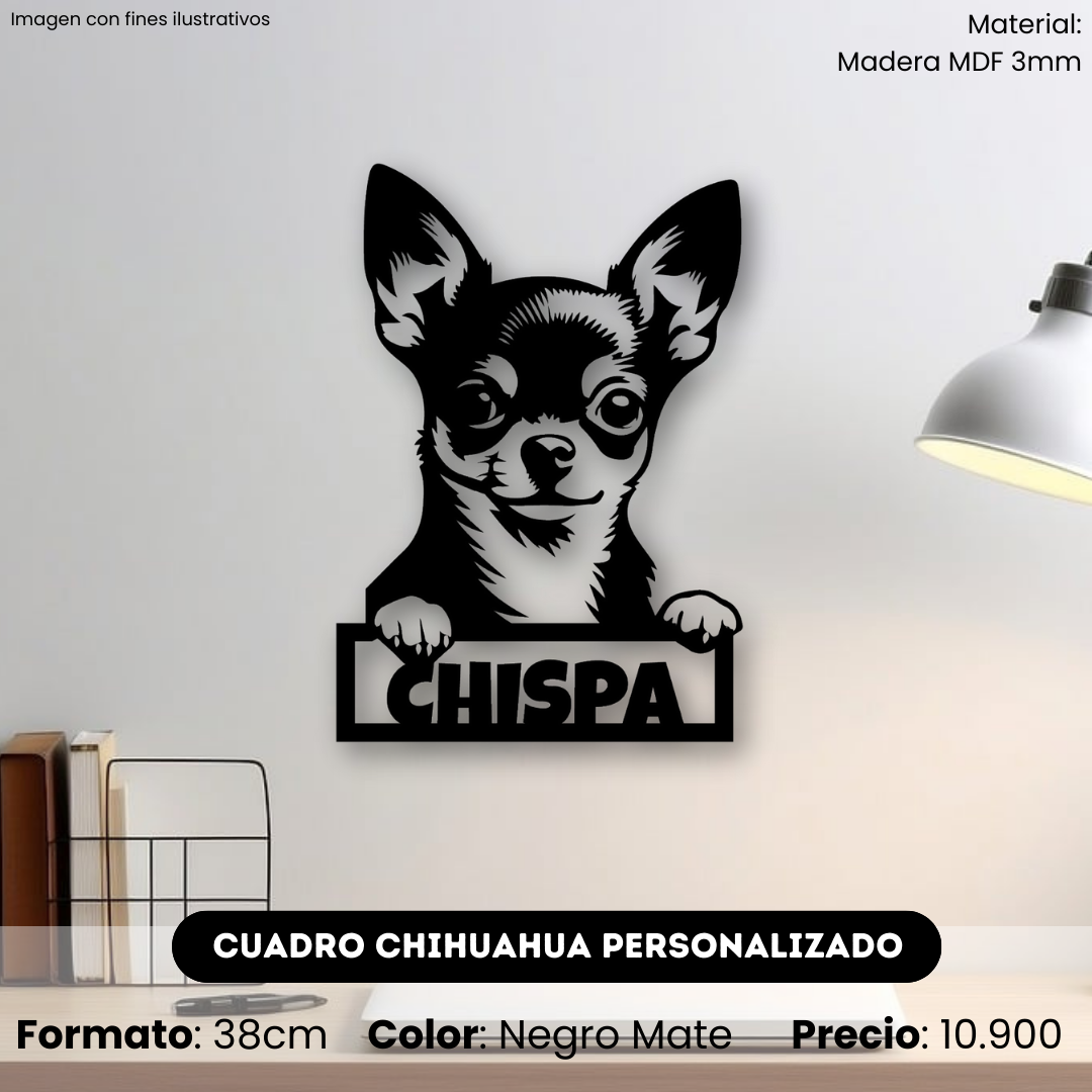 Cuadro Perro Chihuahua con Nombre Personalizado
