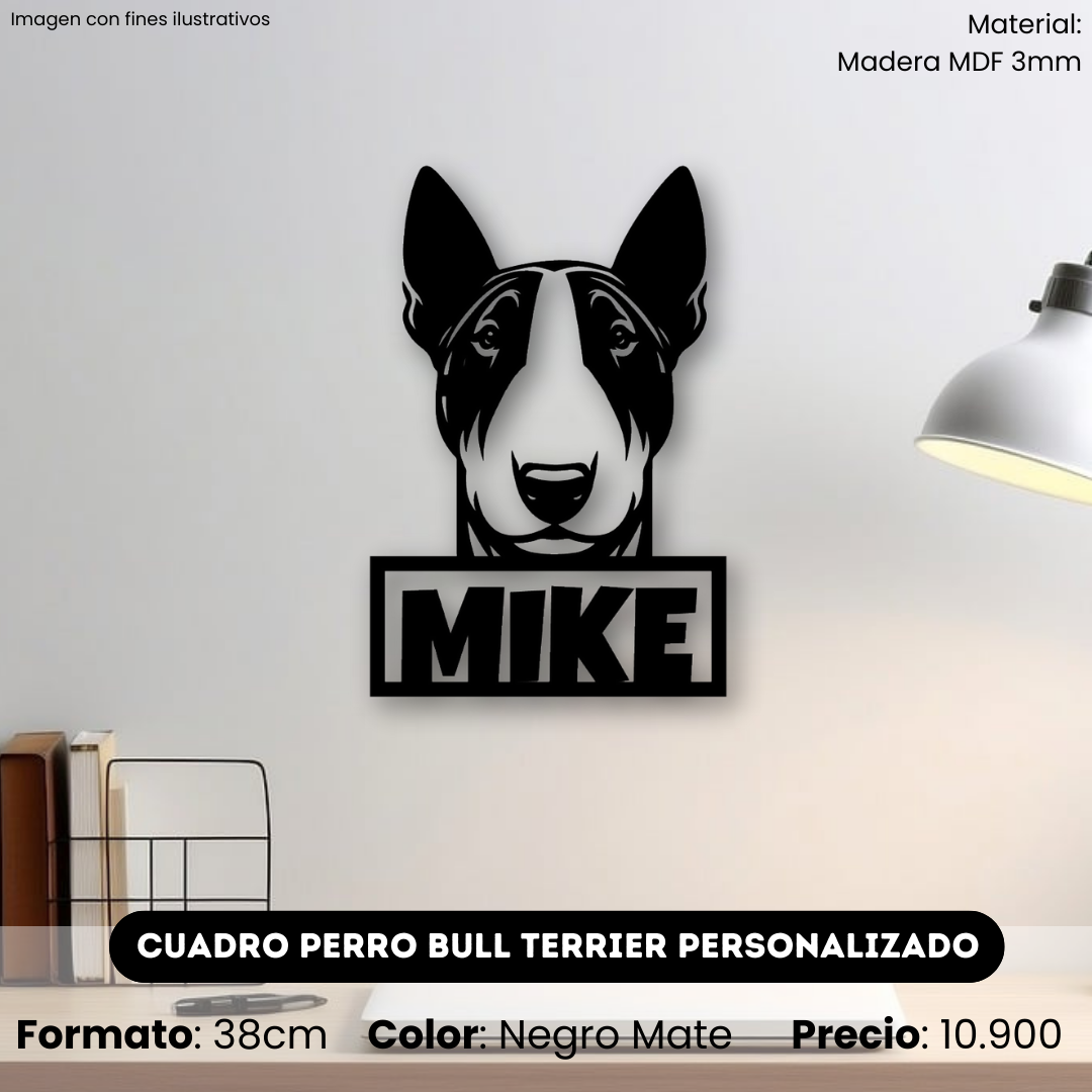 Cuadro Perro Bull Terrier con Nombre Personalizado