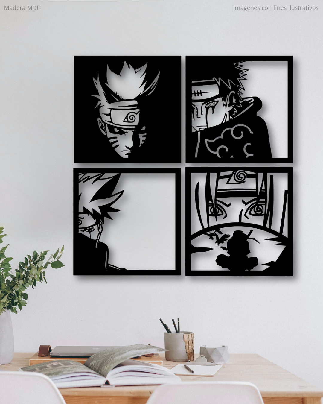Set 4 cuadros Naruto