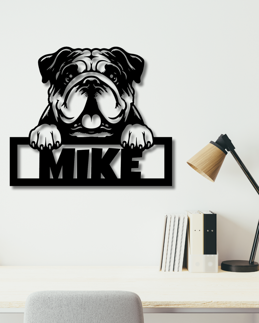 Perro Bulldog con Nombre personalizado